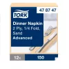 Tork Dinner szalvéta Csontszínű - 2 rétegű, 39x39cm, 1/4 hajtás, 150 lap (Karton - 12 csg)