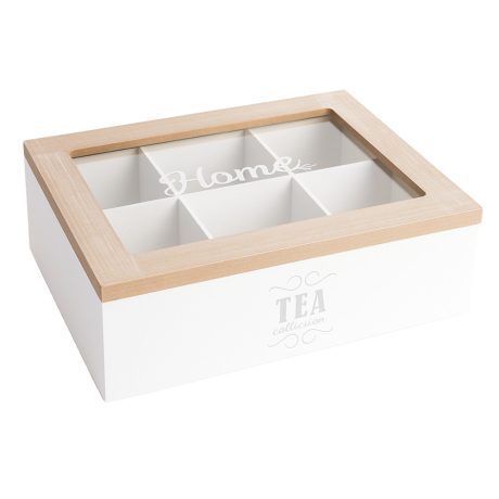 Tea Collection 6 részes fa teásdoboz Fehér-natúr