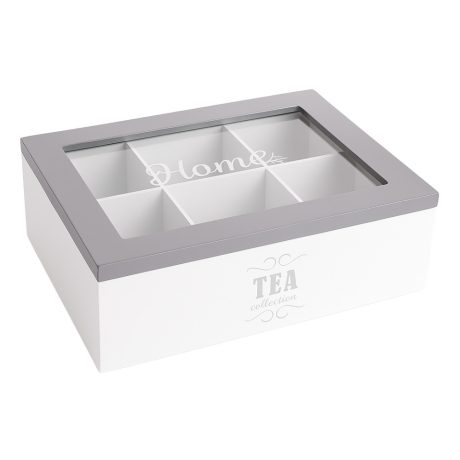 Tea Collection 6 részes fa teásdoboz Fehér-szürke