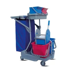   RS StarAce 108 takarítókocsi vastag acél vázzal, 2x15L + 2x6L vödörrel, eszköztartóval, 120L zsáktartóval