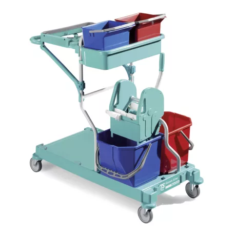 TTS Green 165 takarítókocsi 2x15L + 2x6L vödörrel, eszköztartóval, zsáktartóval