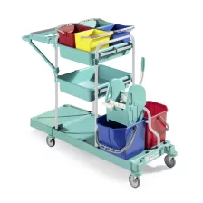   TTS Green 460 takarítókocsi 2x15L + 4x6L vödörrel, eszköztartóval, zsáktartóval