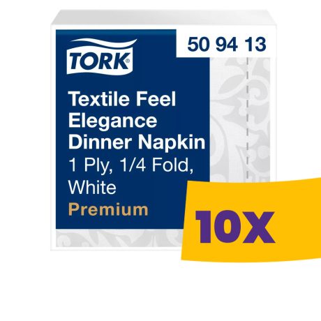 Tork Premium Elegance szalvéta Fehér - 39x39cm, 1/4 hajtás, 50 lap (Karton - 10 csg)