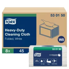   Tork nagy teljesítményű tisztítókendő - fehér, 31,5x38,5cm, 45 lap (Karton - 8 csg)