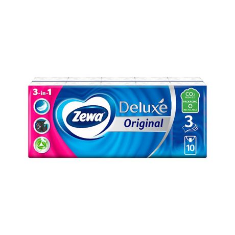 Zewa Deluxe 3 rétegű papír zsebkendő normál 10x10 db