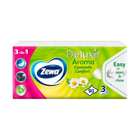 Zewa Deluxe papírzsebkendő Camomile Comfort - 3 rétegű 90db