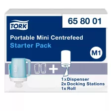   Tork Mini hordozható belsőmagos törlőpapír adagoló kezdő készlet Türkiz