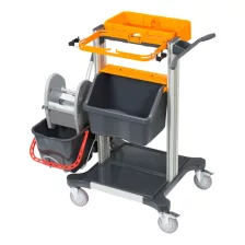   TASKI Mini Wet kis méretű takarítókocsi 2x15L vödörrel, eszköztartóval, dupla zsáktartóval