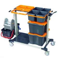   TASKI Midi Wet szervízkocsi 2x15L vödörrel, tároló rekeszekkel, eszköztartóval, dupla zsáktartóval