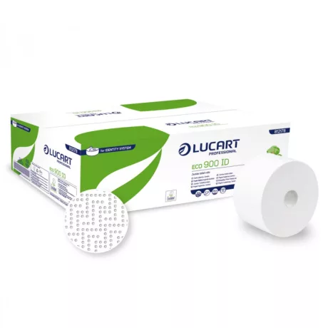 Lucart Identity Autocut Eco 900 ID Műanyag dudás WC papír 19cm átm. - 2 rétegű, fehér, 202m (Karton - 12 tekercs)