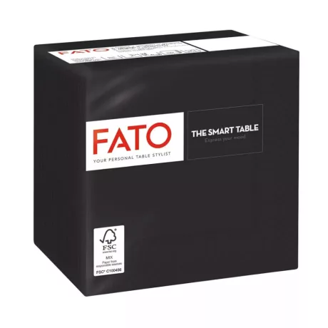 FATO Smart Table koktélszalvéta Fekete - 2 rétegű, 24x24cm, 100 lap