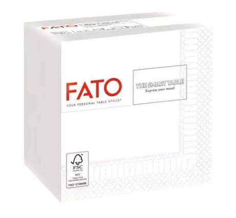 FATO Smart Table koktélszalvéta - 24x24cm, hófehér, 1/4 hajtott, 2 rétegű 100 lapos