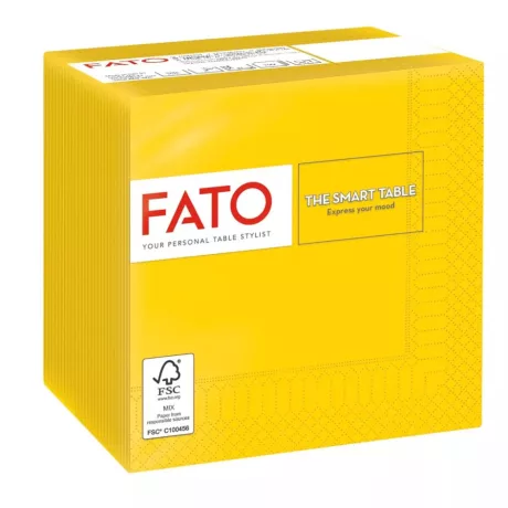 FATO Smart Table koktélszalvéta Sárga - 2 rétegű, 24x24cm, 100 lap