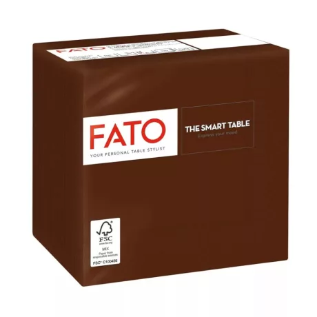 FATO Smart Table koktélszalvéta Csokoládébarna - 2 rétegű, 24x24cm, 100 lap