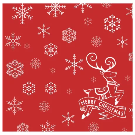FATO Star karácsonyi mintás szalvéta Christmas Deer Red - 2 rétegű, 38x38cm, 40 lap