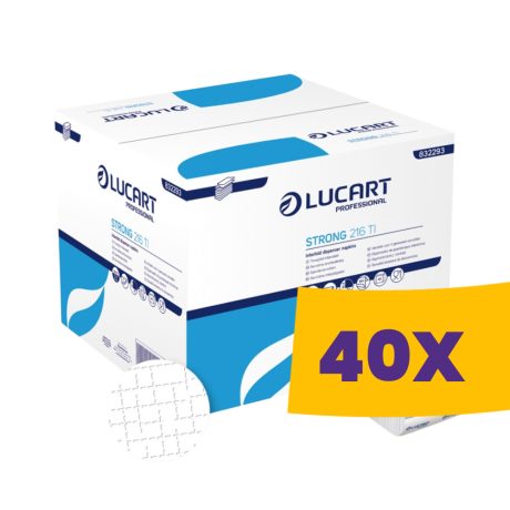 Lucart Strong 216 TI adagolós szalvéta - 2 rétegű, hófehér, 24x16cm, 150 lap (Karton - 40 csomag)