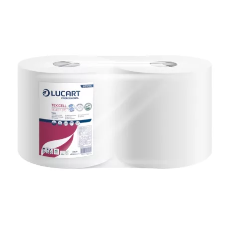Lucart Texicell Select 370 textil erősségű szöszszegény törlőpapír 28cm átm. - hófehér, 140m (Karton - 2 tekercs)