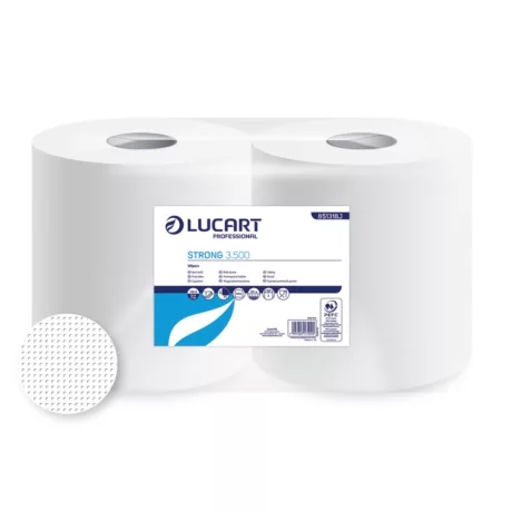 Lucart Strong 3.500 ipari törlőpapír 25cm átm. - 3 rétegű, hófehér, 175m (Karton - 2 tekercs)