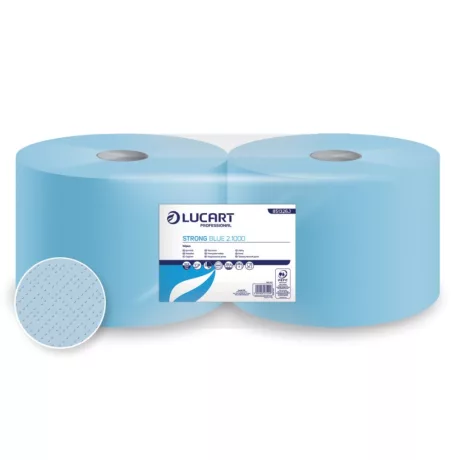 Lucart Strong Blue 2.1000 ipari törlőpapír 28cm átm. - 2 rétegű, kék, 300m (Karton - 2 tekercs)