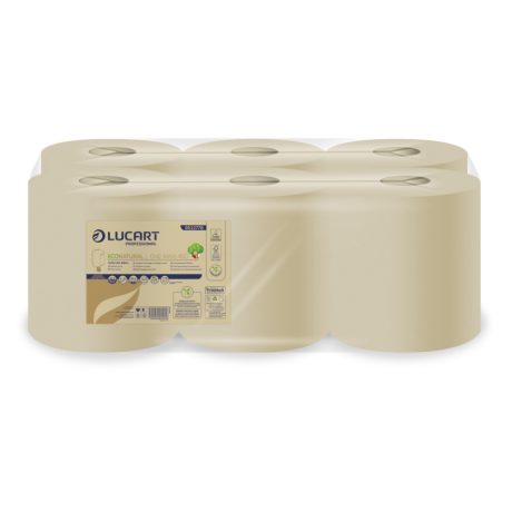 Lucart EcoNatural L-One Maxi 450 ipari törlőpapír 17cm átm. - 2 rétegű, havanna, 157m (Karton - 6 tekercs)