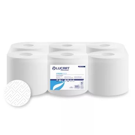 Lucart Strong 19 CF tekercses kéztörlő 19cm átm. - 2 rétegű, hófehér, 100m (Karton - 6 tek)