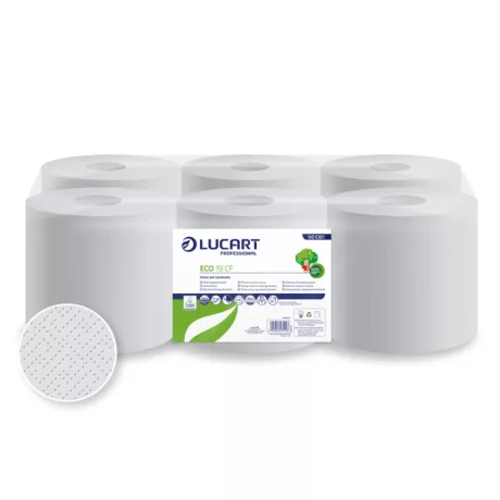 Lucart Eco 19 CF tekercses kéztörlő 19cm átm. - 2 rétegű, fehér 100m (Karton - 6 tek)