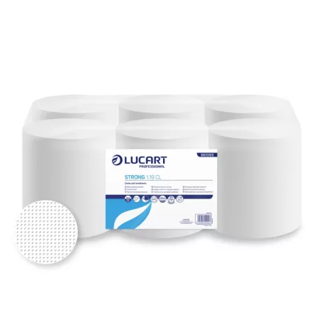 Lucart Strong 1.19 CL belsőmagos kéztörlőpapír 19cm átm. - 1 rétegű, hófehér, 250m (Karton - 6 tek)