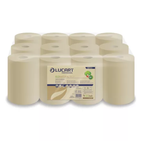 Lucart EcoNatural 14 CF tekercses kéztörlő 14cm átm. - 2 rétegű, havanna, 59m (Karton - 12 tek)