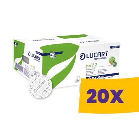 Lucart Eco V2 környezetbarát hajtogatott kéztörlő - fehér 2 rétegű, 190 lapos (Karton - 20 csomag)
