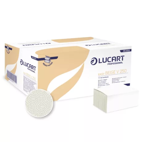 Lucart Easy Beige V 250 hajtogatott kéztörlő - 1 rétegű, bézs, 250 lap (Karton - 20 csomag)