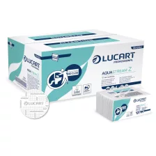   Lucart Aquastream Z20 vízben oldódó keskenyített hajtogatott kéztörlő - 2 rétegű, hófehér, 242 lap (Karton - 15 csomag)