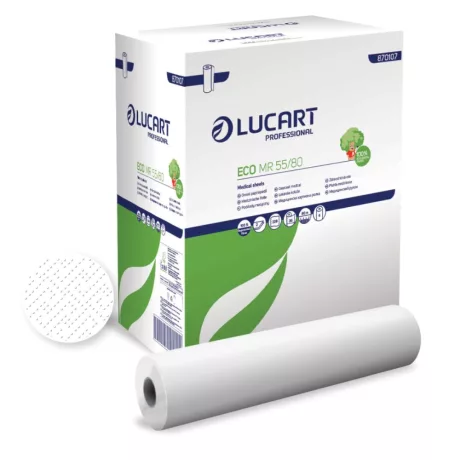 Lucart Eco MR 55/80 orvosi lepedő - 2 rétegű, hófehér, 55cm, 80m (Karton - 6 tek)