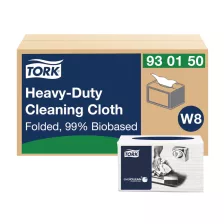   Tork nagy teljesítményű tisztítókendő 99% bioalapú - fehér, 15,2x12,4cm, 50 lap (Karton - 8 csg)