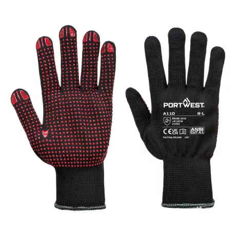 Portwest A110 Nylon PVC pontozott védőkesztyű fekete