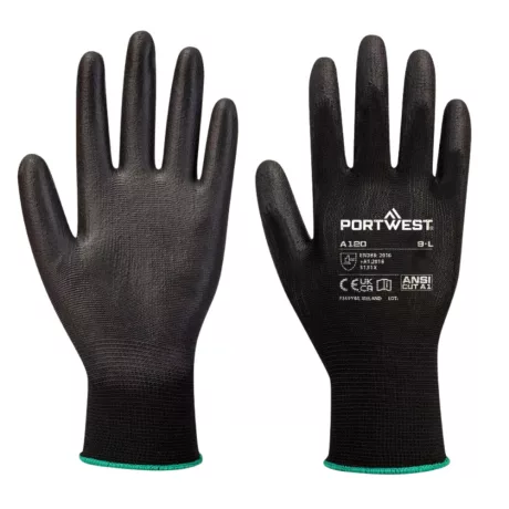 Portwest A120 Nylon védőkesztyű PU tenyérmártott fekete