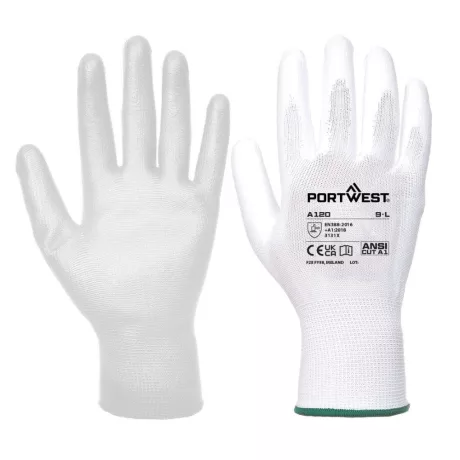 Portwest A120 Nylon védőkesztyű PU tenyérmártott fehér