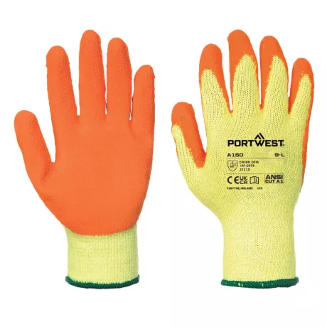 Portwest A150 Mártott latex munkavédelmi kesztyű (A100 öko verzió) sárga
