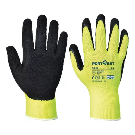 Portwest A340 Hi-Vis Grip mártott latex védőkesztyű sárga