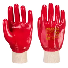 Portwest A400 Csuklóig mártott PVC kesztyű piros