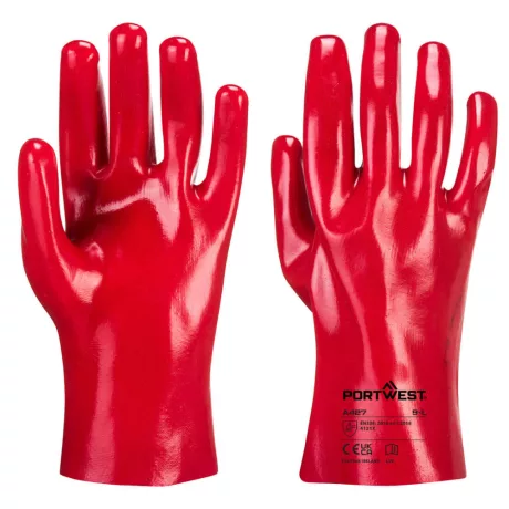 Portwest A427 PVC hosszú szárú védőkesztyű 27cm piros XL