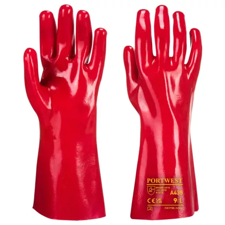Portwest A435 PVC hosszú szárú védőkesztyű 35cm piros XL