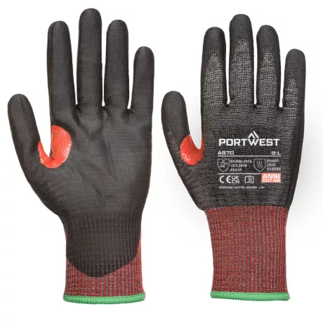 Portwest A670 AHR13 F Dark PU Cut vágásbiztos kesztyű fekete