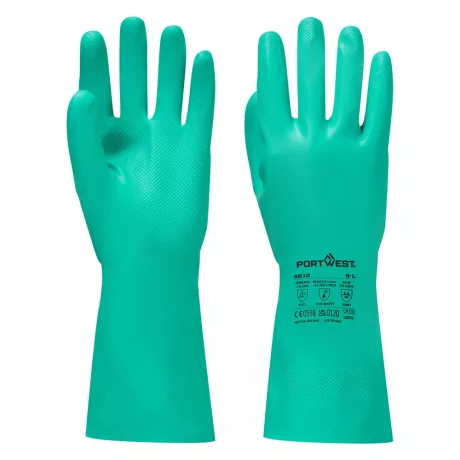 Portwest A812 Nitrosafe Plus vegyszerálló kesztyű zöld