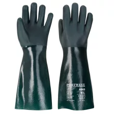   Portwest A845 Duplán mártott PVC védőkesztyű 45cm zöld XL