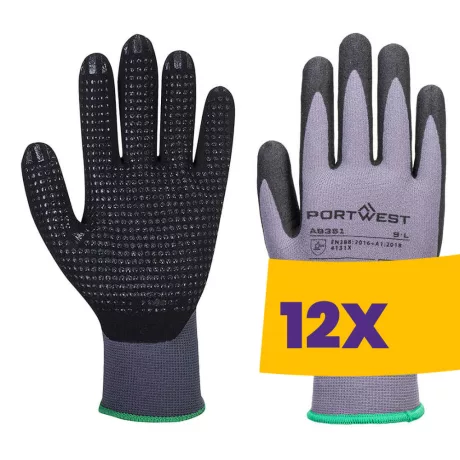 Portwest AB351 Grip 15 nitril pöttyös kesztyű szürke 12 pár