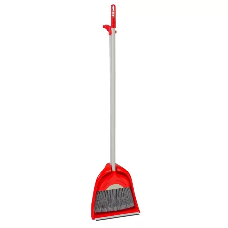 Műanyag partvis hosszúnyelű szemeteslapáttal 110cm Piros