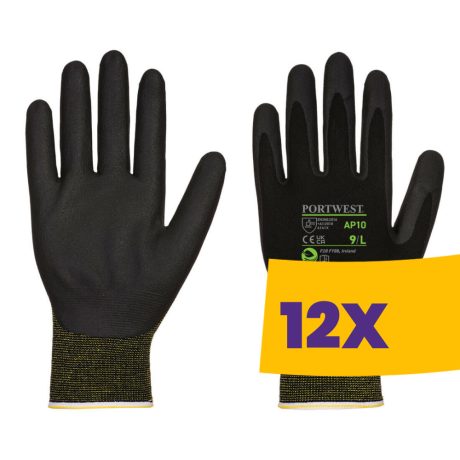 Portwest AP10 NPR15 Nitril hab bambusz kesztyű fekete 12 pár