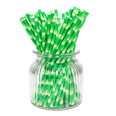 Szívószál papír bambusz mintás - 8mm átm. 23cm