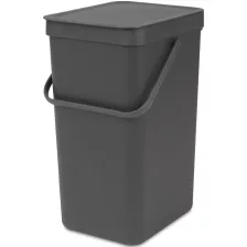   Brabantia Sort & Go szemetes felnyitható fedéllel, fogantyúval - sötét szürke 16L