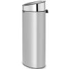 Brabantia Touch Bin New acél nyomófedeles szemetes - metál szürke test, fényes fedő 40L